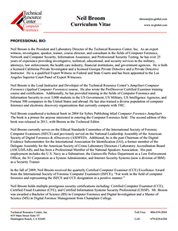 CV for Neil Broom Expert Witness in Computer Forensics Investigations in Greensboro